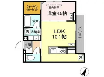 ASSET-COURT立川上砂町5丁目 B棟(1LDK/3階)の間取り写真
