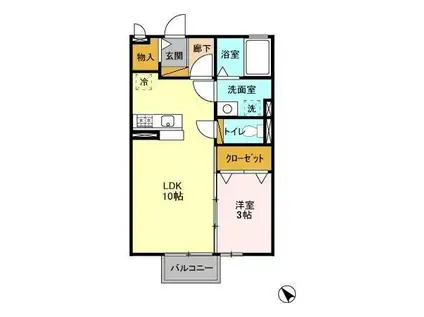 ヴァン・ソフィア(1LDK/2階)の間取り写真