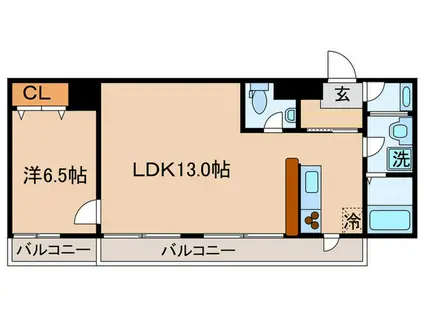 シュシュパルク六条院(1LDK/2階)の間取り写真