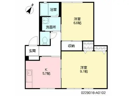 メゾンユリア(1LDK/1階)の間取り写真