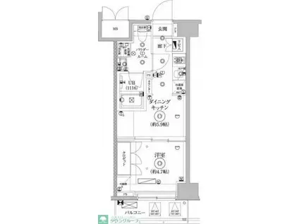 セジョリ墨田イーストIII(1DK/9階)の間取り写真