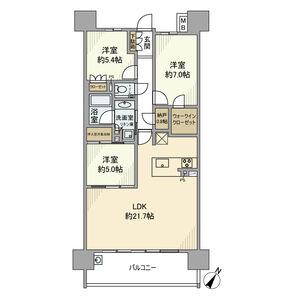 バンベール赤池ヒルズ(3LDK/13階)の間取り写真