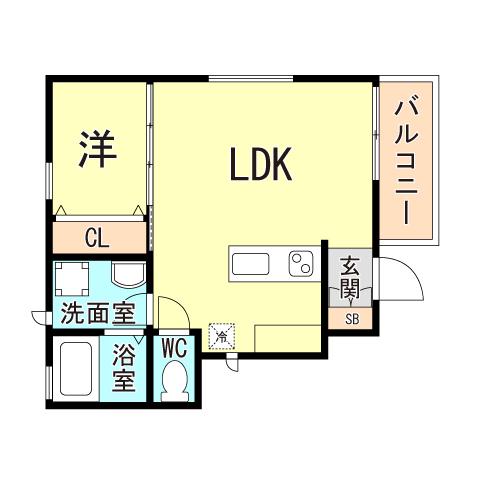 アリビア太寺(1LDK/1階)の間取り写真