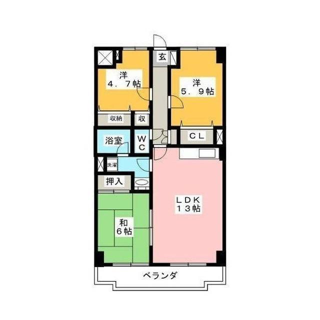 グレース伏見B(3LDK/4階)の間取り写真