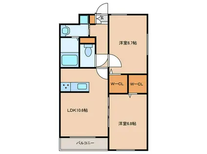 REI和白(2LDK/7階)の間取り写真