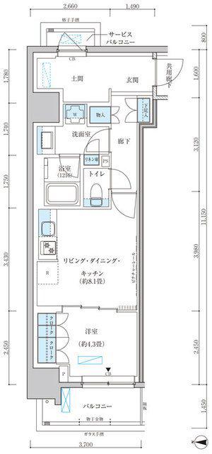 パークアクシス池袋イースト(1LDK/3階)の間取り写真