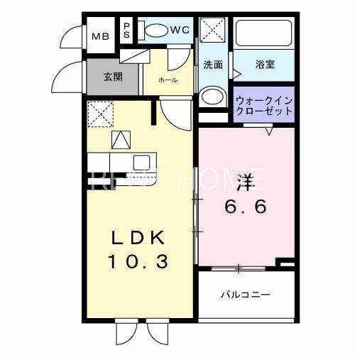 パイン山城(1LDK/1階)の間取り写真