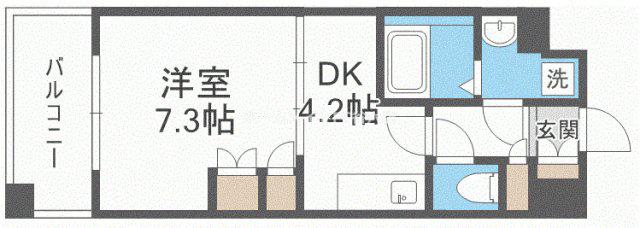 ポートヴィラ靭公園(1DK/2階)の間取り写真