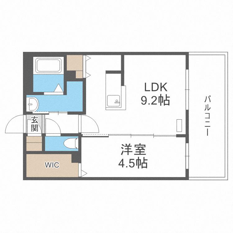 プライマル札幌桑園(1LDK/10階)の間取り写真