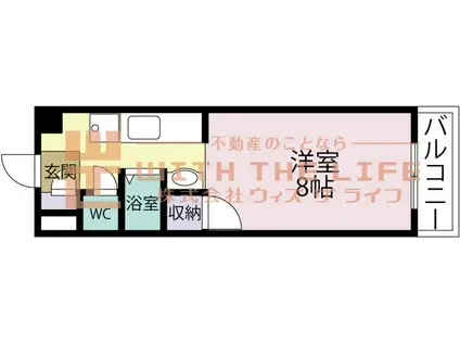 江崎ガーデンビル(ワンルーム/4階)の間取り写真