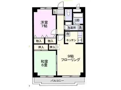 メゾンドール岩井(2LDK/3階)の間取り写真