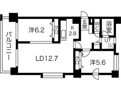 ノヴァ東札幌(2LDK/10階)の間取り写真