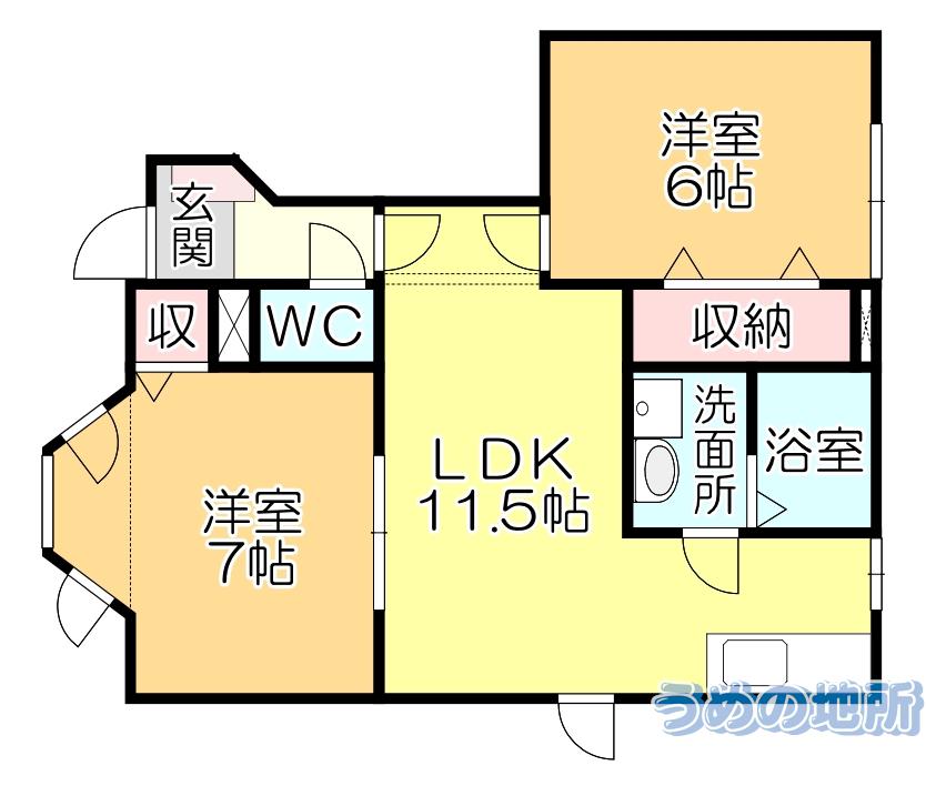 フロールパティオ(2LDK/1階)の間取り写真