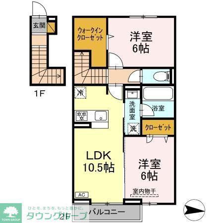 ラプエルタ(2LDK/2階)の間取り写真