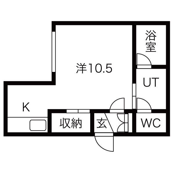 HOPE桑園(1K/1階)の間取り写真