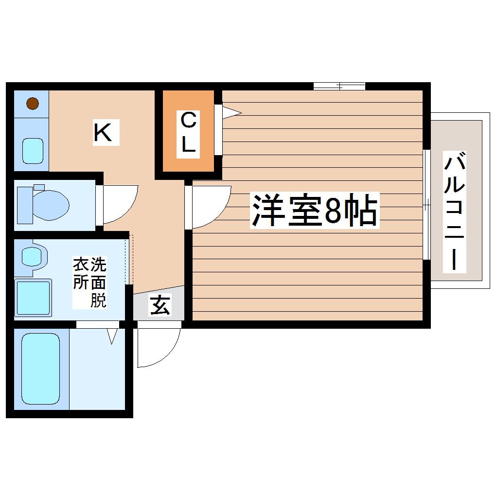 コージーコート(1K/2階)の間取り写真