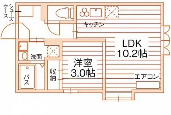 ドミール青江(1LDK/2階)の間取り写真