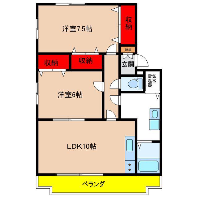 メゾン小林(2LDK/3階)の間取り写真