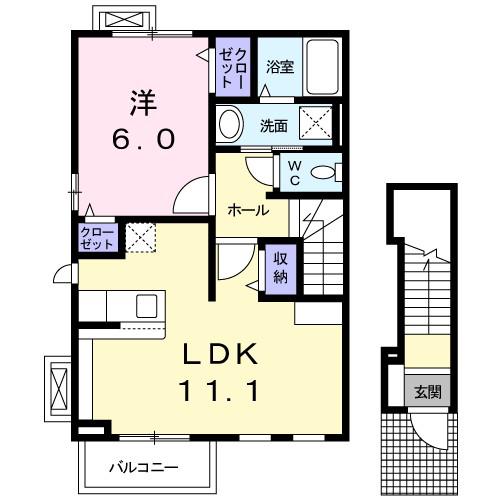 クレメントC(1LDK/2階)の間取り写真