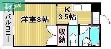 メゾン フルールII(1K/2階)の間取り写真