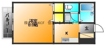 セジュール国分(1K/2階)の間取り写真
