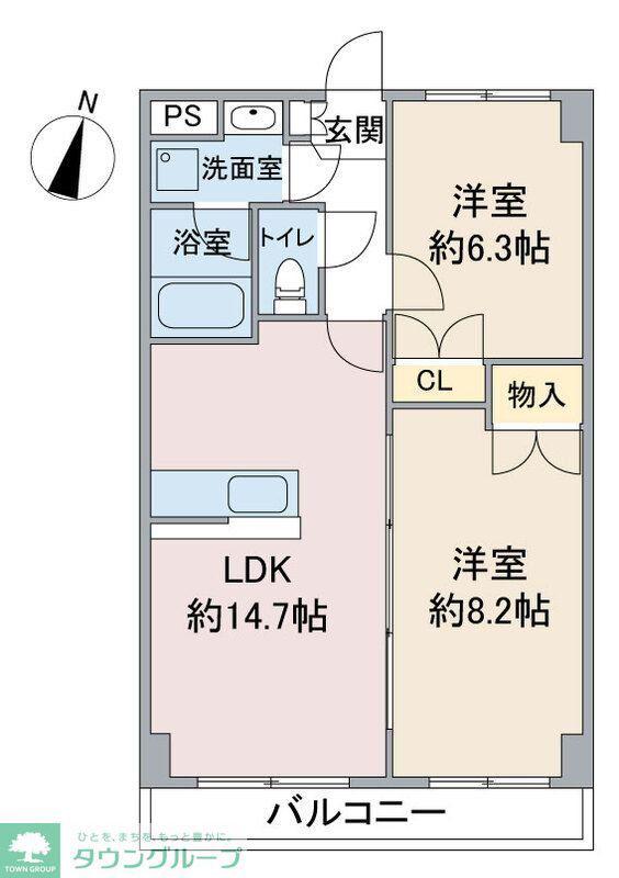 高砂桜き(2LDK/4階)の間取り写真