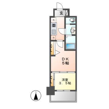 パークアクシス名古屋山王(1DK/3階)の間取り写真