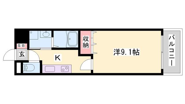 AZURE(1K/1階)の間取り写真