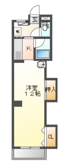 ロイヤルマンション上小出(ワンルーム/3階)の間取り写真