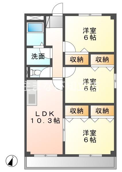 プラチナハイツ安井III(3LDK/2階)の間取り写真