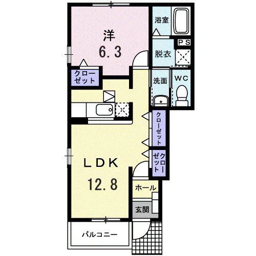 ベルリヴィエール(1LDK/1階)の間取り写真
