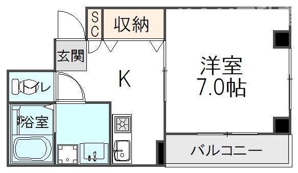 KIIビル(1K/3階)の間取り写真