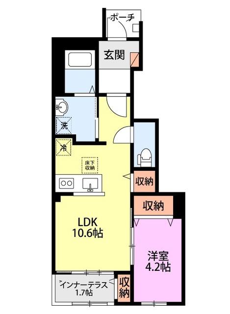 ヴィヴァレス (1LDK/1階)の間取り写真