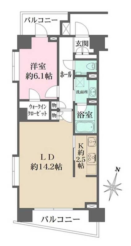 グルックハイム紀尾井町(1LDK/4階)の間取り写真