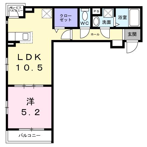 ラグーナ ルカ(1LDK/2階)の間取り写真