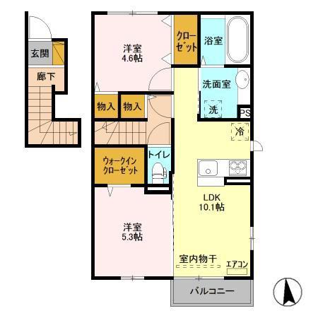 ブレポット(2LDK/2階)の間取り写真