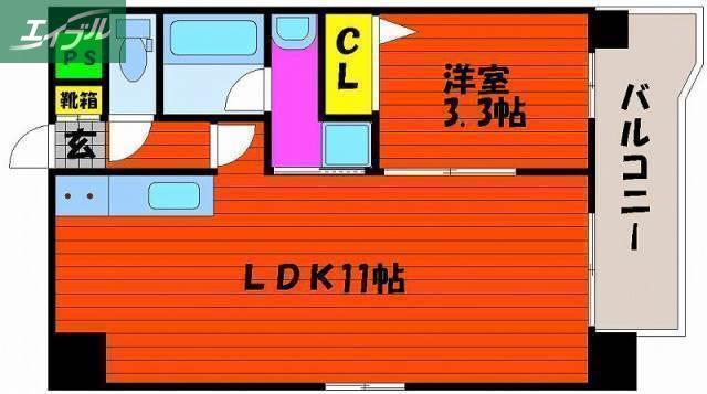 ピュア京橋(1LDK/7階)の間取り写真