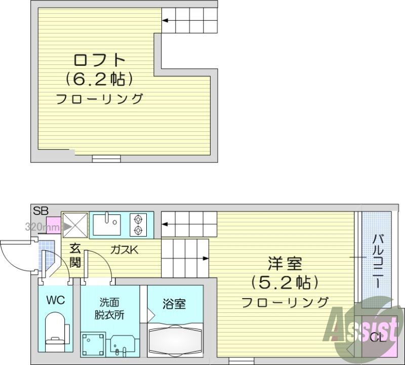 チサリテラスⅠ(ワンルーム/1階)の間取り写真