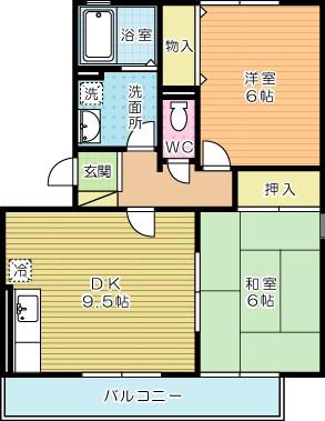 メルべーユ前田II(2DK/3階)の間取り写真