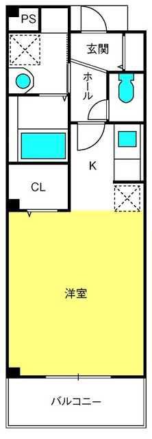 フレアビタシオンA(1K/2階)の間取り写真