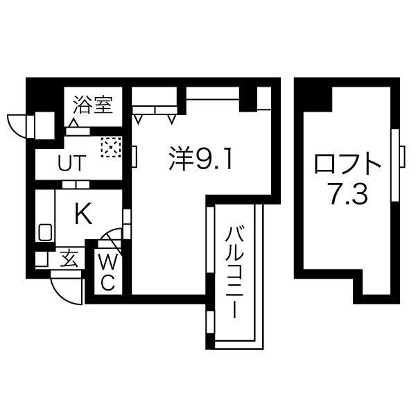 エヌエムヴァントワ(1K/5階)の間取り写真