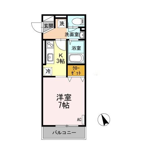 クラヴィーア山形(1K/1階)の間取り写真