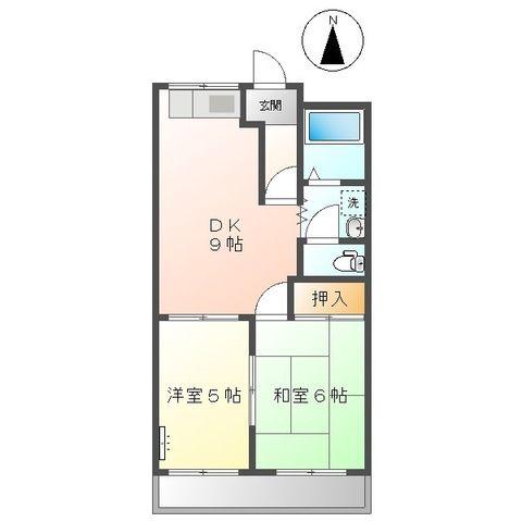 ロイヤルヒルズ高丘(2DK/2階)の間取り写真