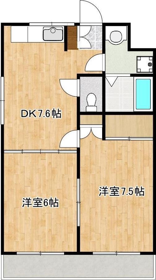 ハイムコンフォート(2DK/3階)の間取り写真