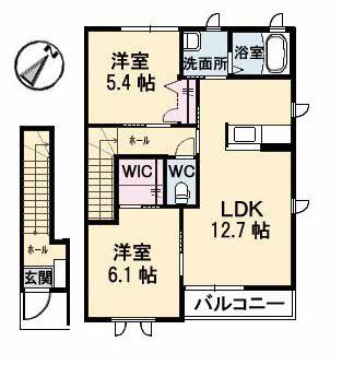 SHIONII A棟(2LDK/2階)の間取り写真
