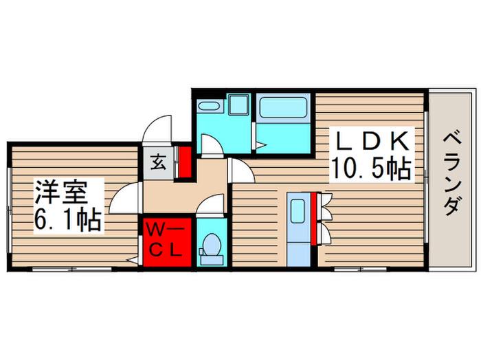 ヴィル クレール(1LDK/1階)の間取り写真