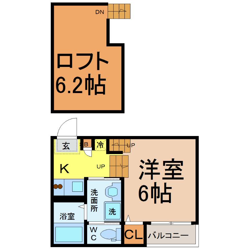 GRANDFORME堀田(1K/2階)の間取り写真
