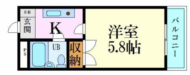 グリーンハイツ南駅前(ワンルーム/6階)の間取り写真
