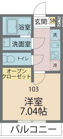 カインドネス矢部(1K/1階)の間取り写真