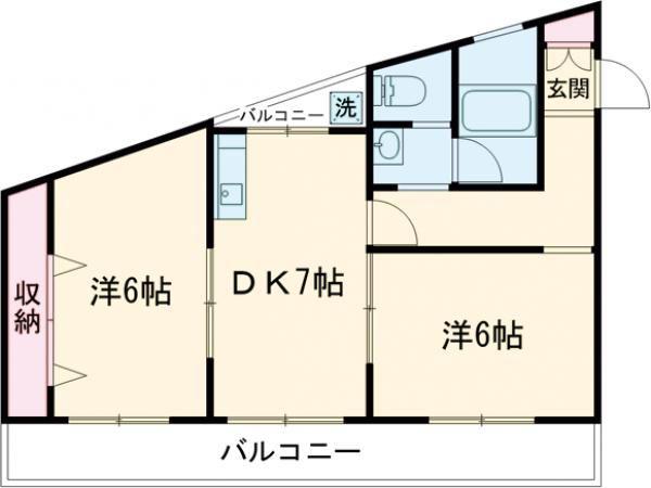 サンハイツ上村(2DK/3階)の間取り写真